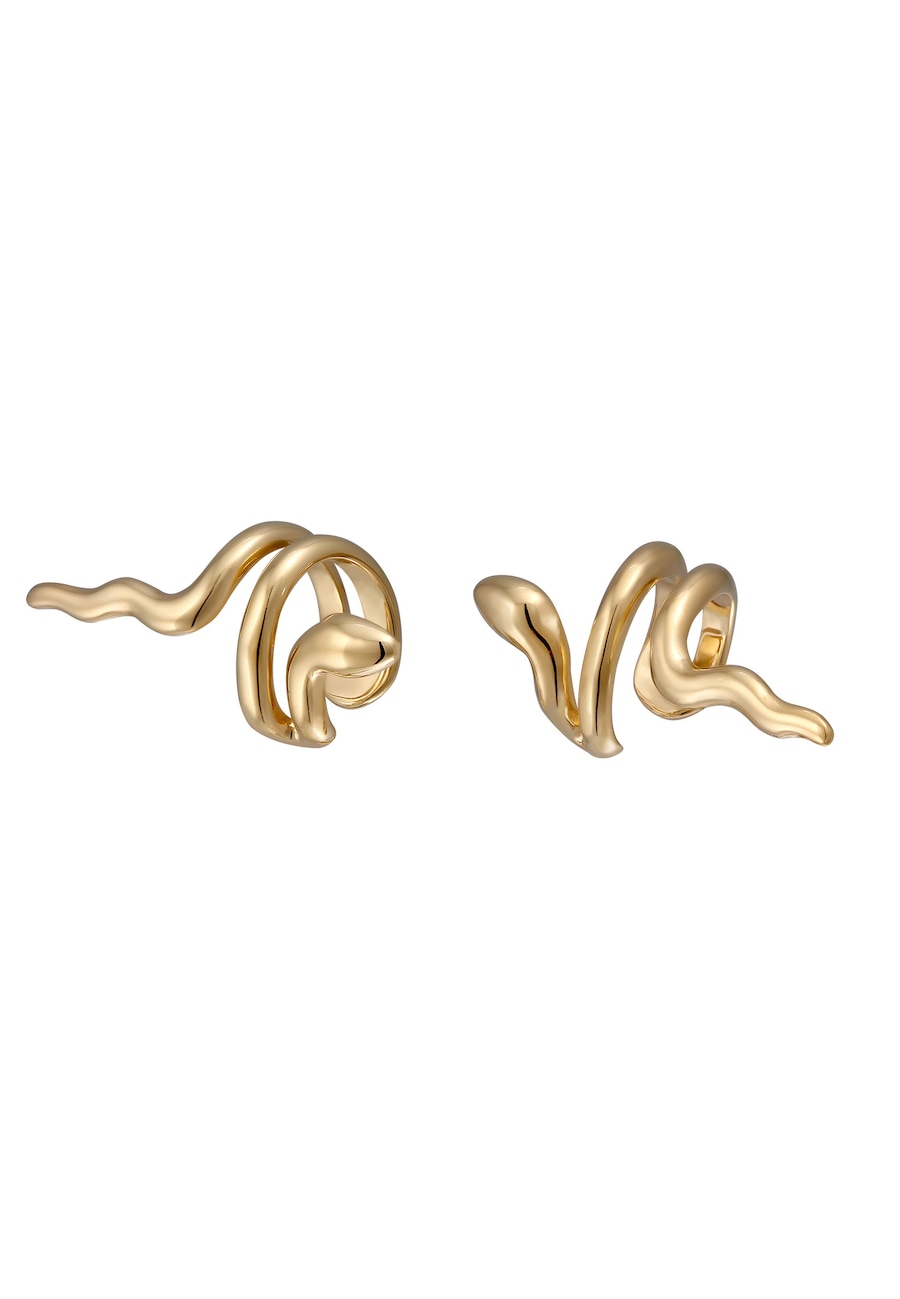 Elli Elli Earcuff bez Kamienia Mężczyźni Wąż Srebro 925 Sterling Silver Gold-plated Festiwal Złoto Nausznice 1 ct Damski