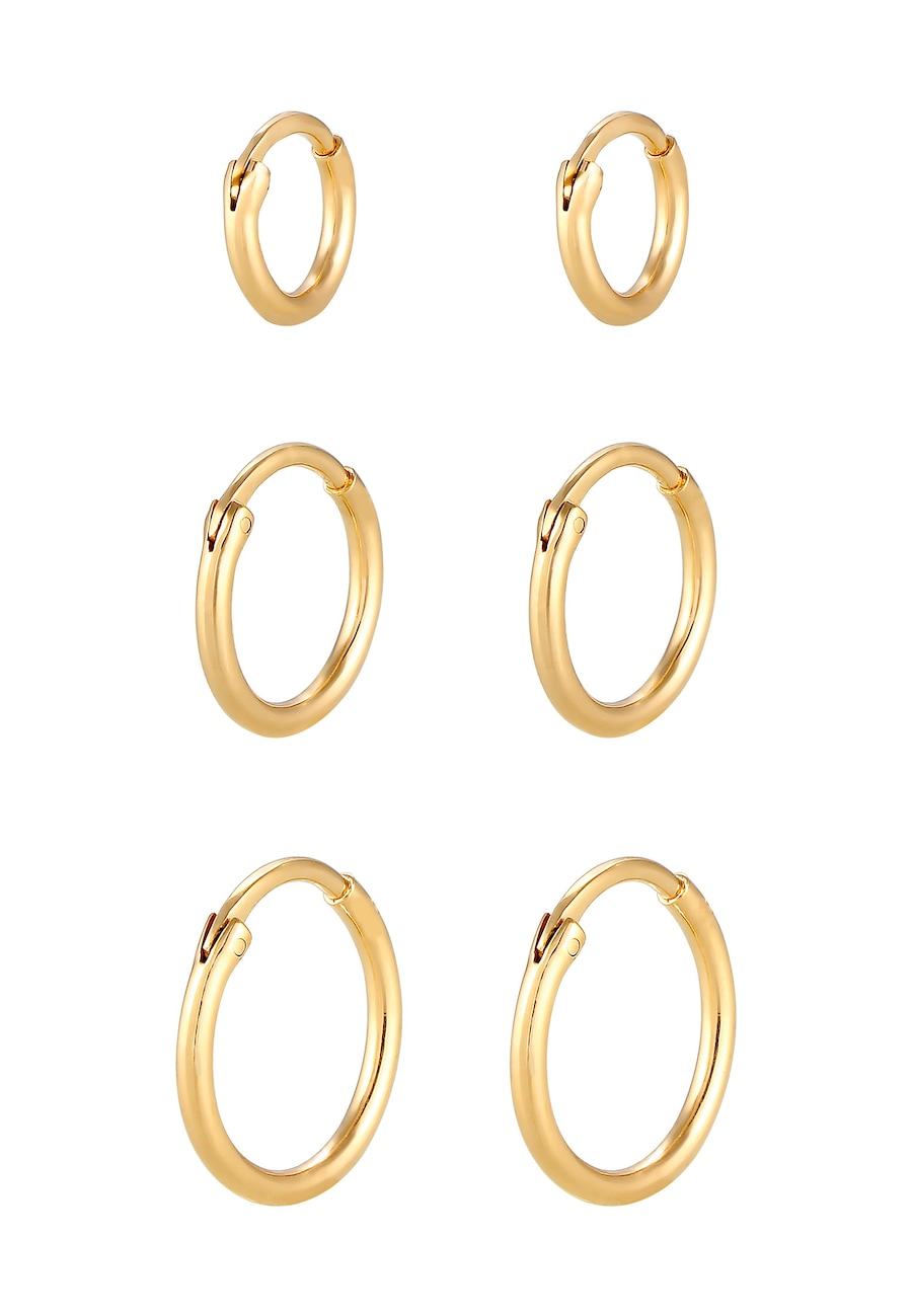 Elli Damski zestaw kreoli Trio Basic Must-Have Trend w srebrze 925 Sterling Silver Kolczyki 1 ct