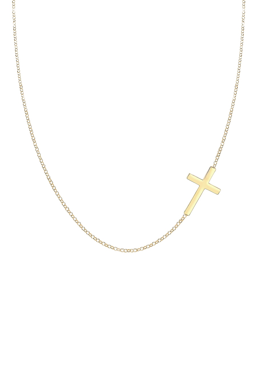 Elli Damski krzyż wisior Religia Basic w pozłacanym srebrze 925 Sterling Silver Naszyjniki 1 ct