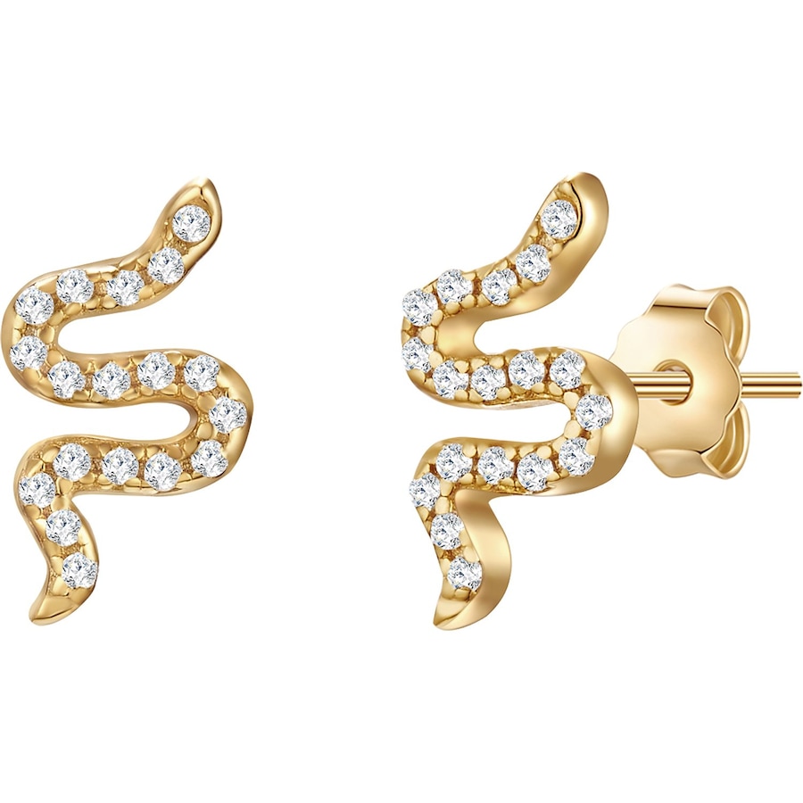 Glanzstücke München Srebrne kolczyki sztyfty Wąż srebro wysokiej próby Cyrkonia żółte złoto Kolczyki 1 ct Damski