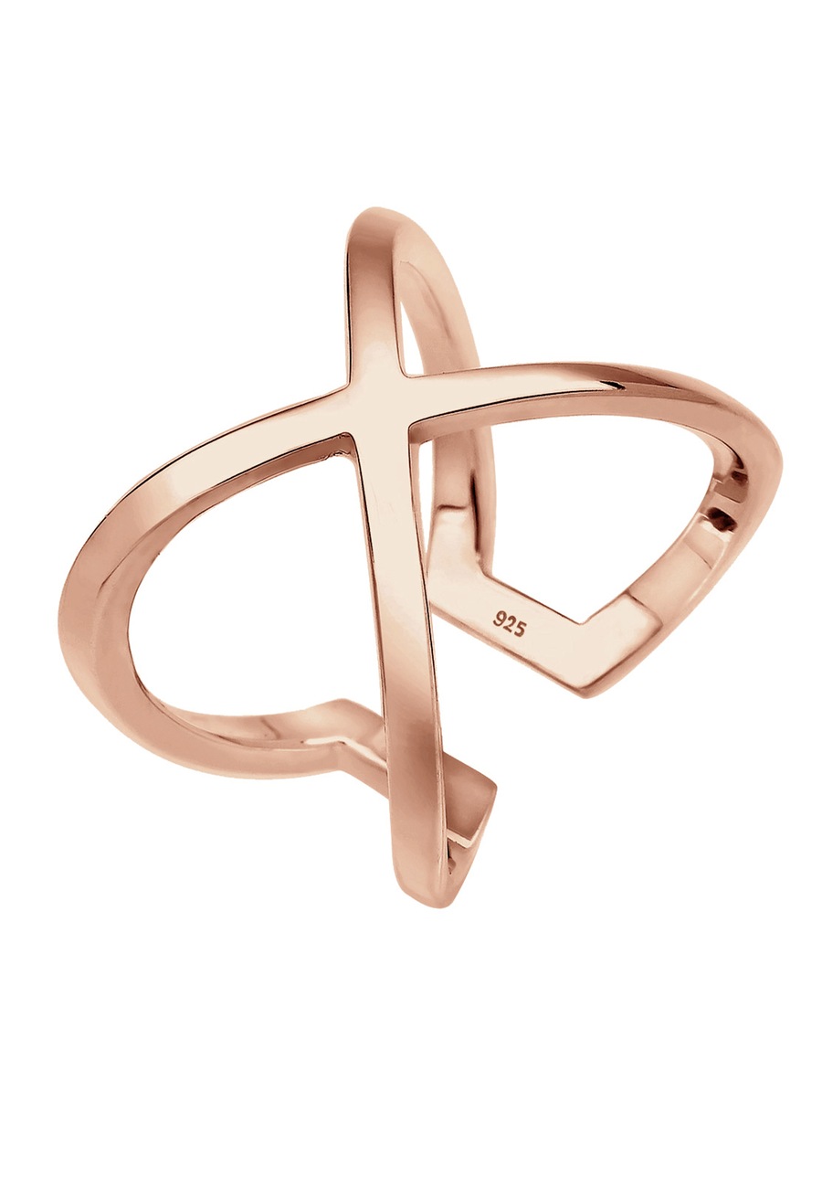 Elli Damski Krzyż Basic Blogger Statement w srebrze 925 Sterling Silver Pierścionki 1 ct