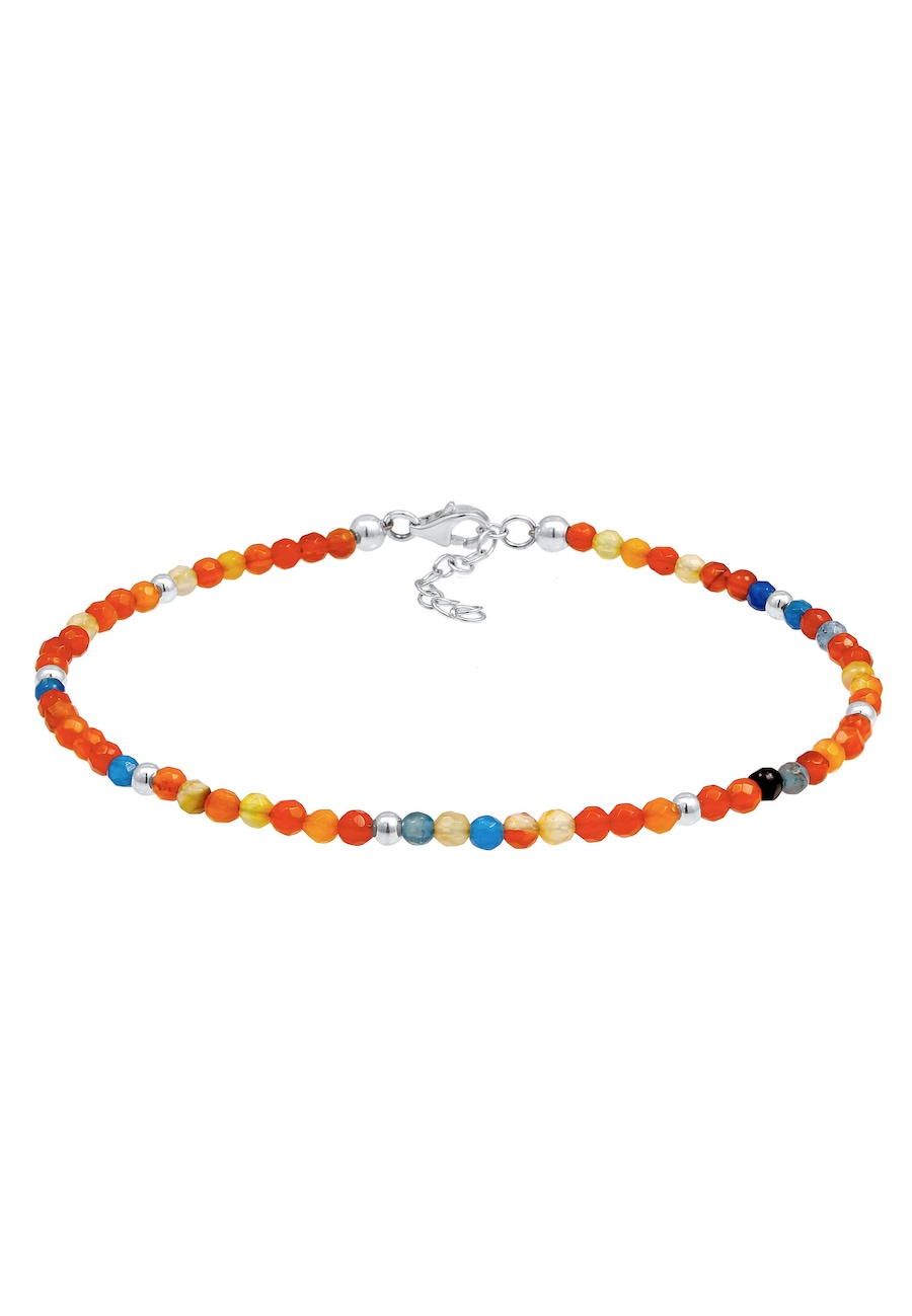 Nenalina Damska bransoletka na kostkę kolorowa Trend z agatem i srebrną kulką w srebrze 925 Sterling Silver Bransoletki na nogę 1 ct Damski