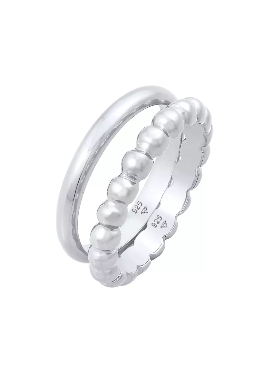 Elli Damska obrączka Duo Basic Trend Kula Basic w srebrze próby 925 Sterling Silver Pierścionki 1 ct Damski