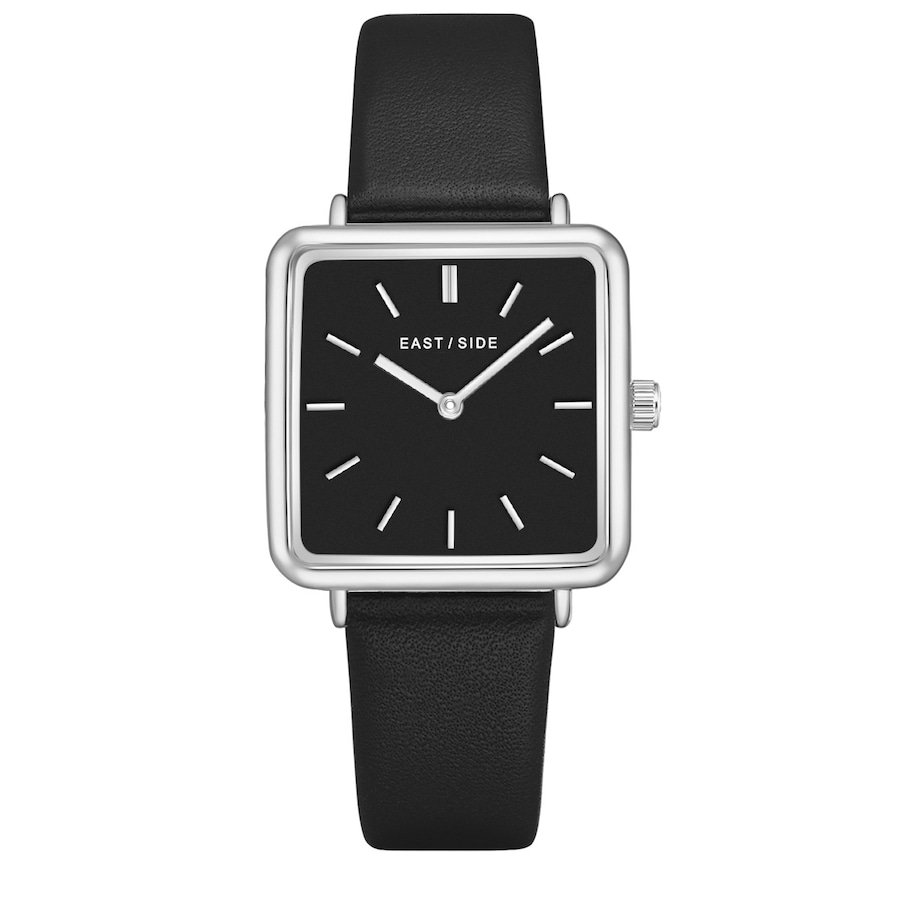 EASTSIDE Zegarek kwarcowy Grand Srebrny Skóra naturalna Czarny Zegarki damskie 1 ct Damski