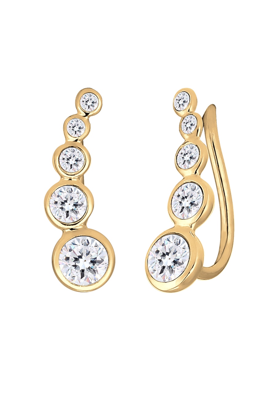 Elli Damski nausznik Geo z kryształkami ze srebra próby 925 Kolczyki 1 ct