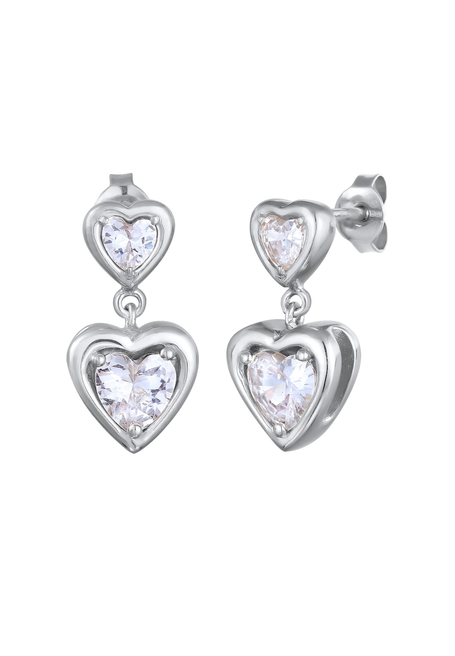 Elli Elli kolczyki stud Kobiety Serce Cyrkonia z sercem Cyrkonia 925 Sterling Silver Ślub Srebrny Kolczyki 1 ct Damski