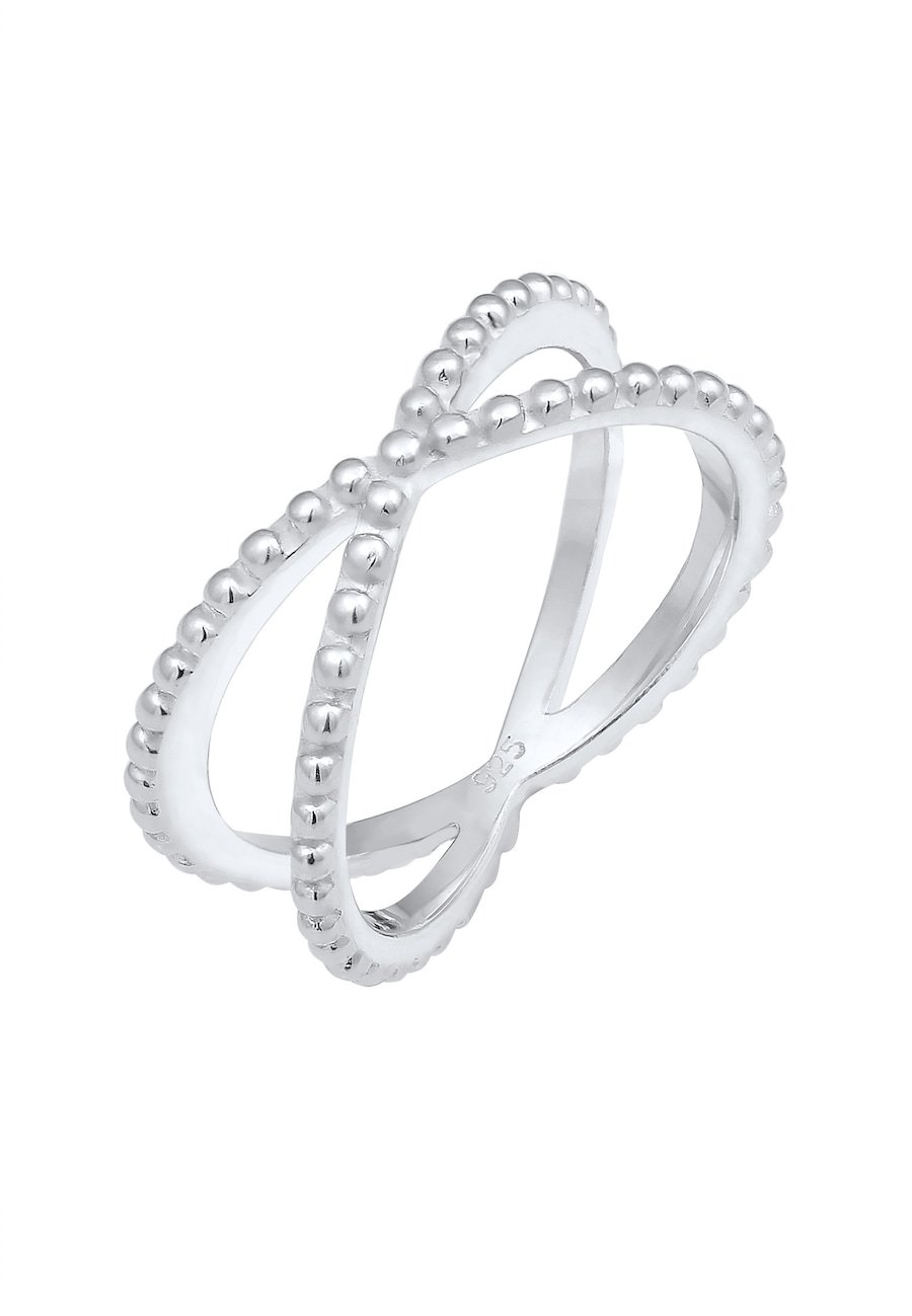 Elli Damski krzyż kula Modern Blogger Trend w srebrze 925 Sterling Silver Pierścionki 1 ct