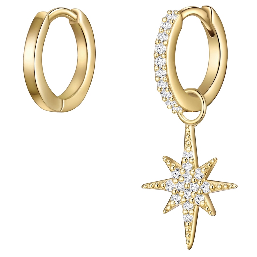 Glanzstücke München Srebrne kolczyki kreole Gwiazda srebro wysokiej próby Cyrkonia żółte złoto Kolczyki koła 1 ct Damski