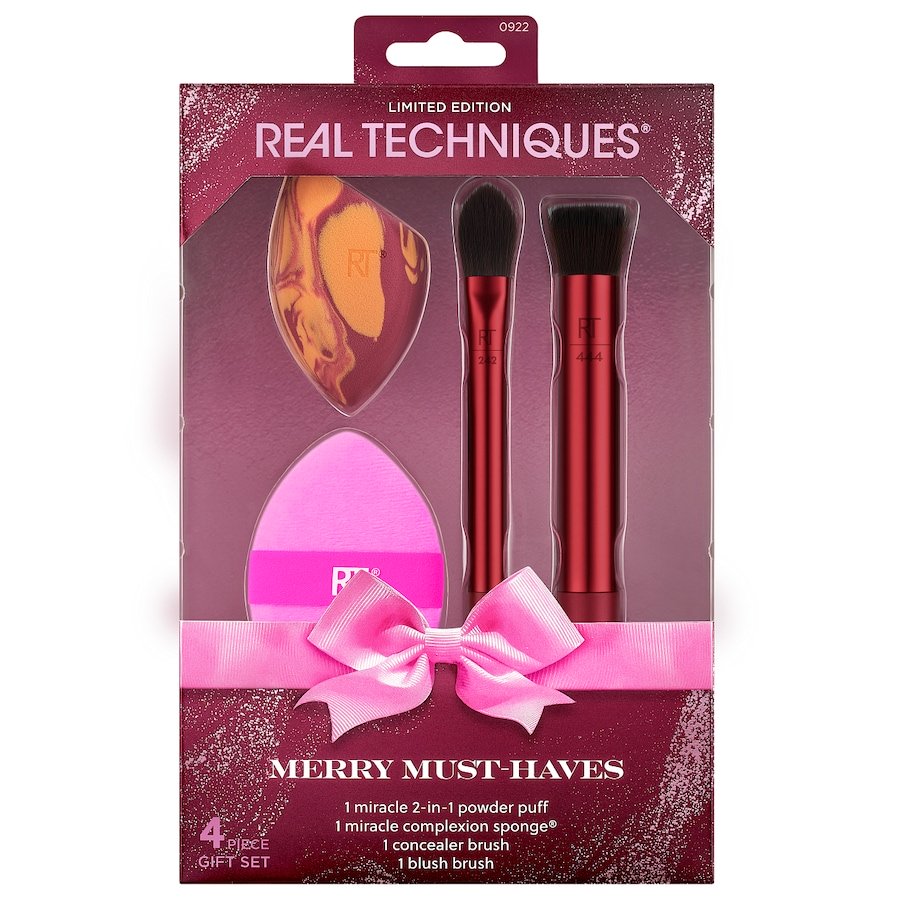 Real Techniques Zestaw prezentowy Real Techniques Merry Must-Haves 4-Piece Gift Set Kasetki do makijażu 1 ct 1 szt.