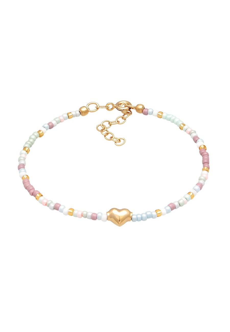 Elli Damska zawieszka serce szklane koraliki lato kolorowe w srebrze 925 Sterling Silver pozłacane Bransoletki 1 ct Damski