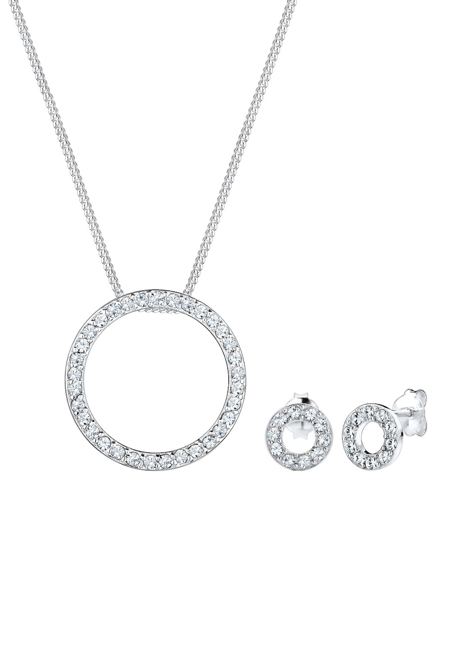 Elli Damskie kolczyki do uszu w kształcie koła z kryształkami ze srebra próby 925 Zestawy 1 ct