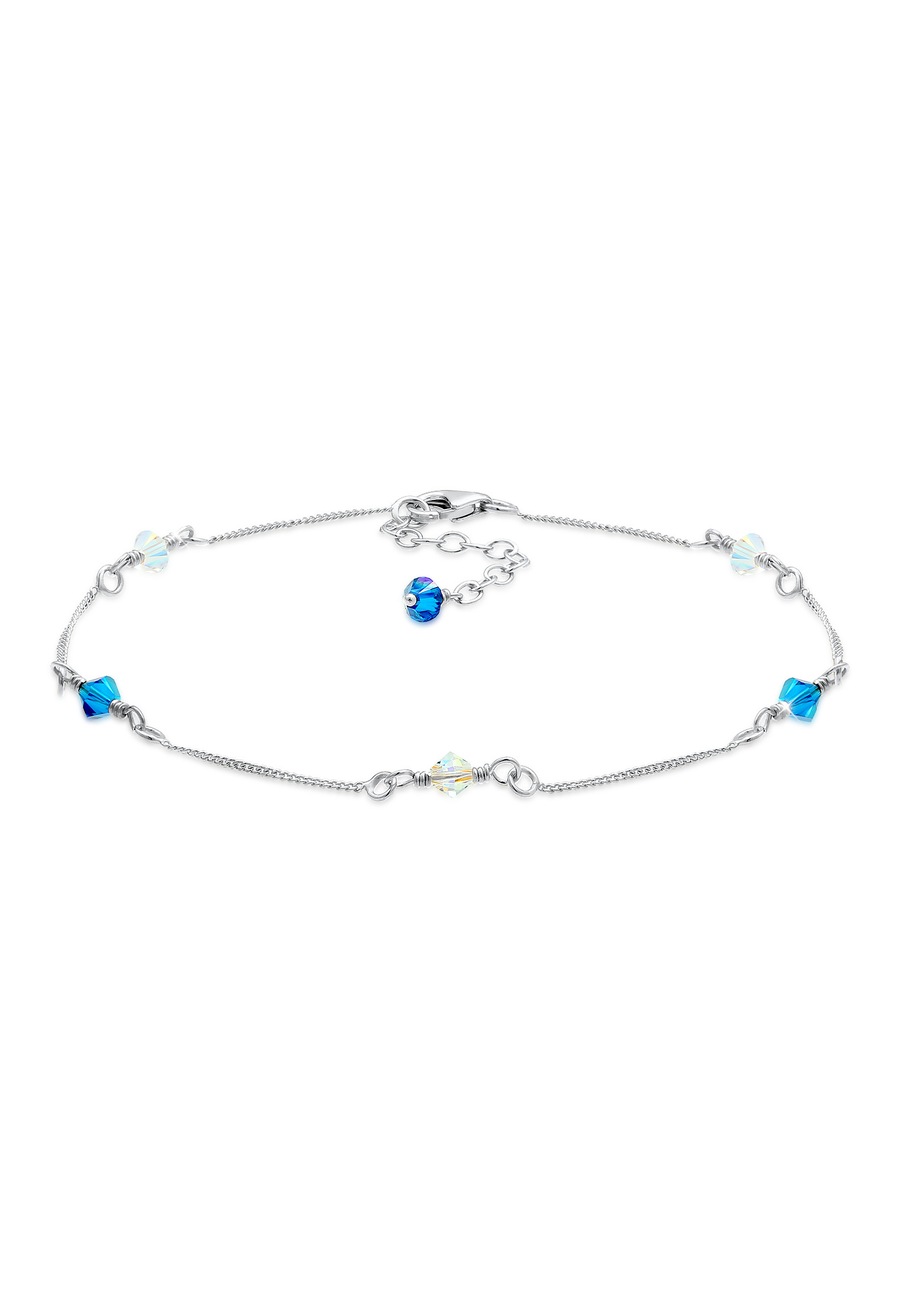 Elli Damska bransoletka na kostkę z kryształami w srebrze 925 Sterling Silver Bransoletki na nogę 1 ct Damski