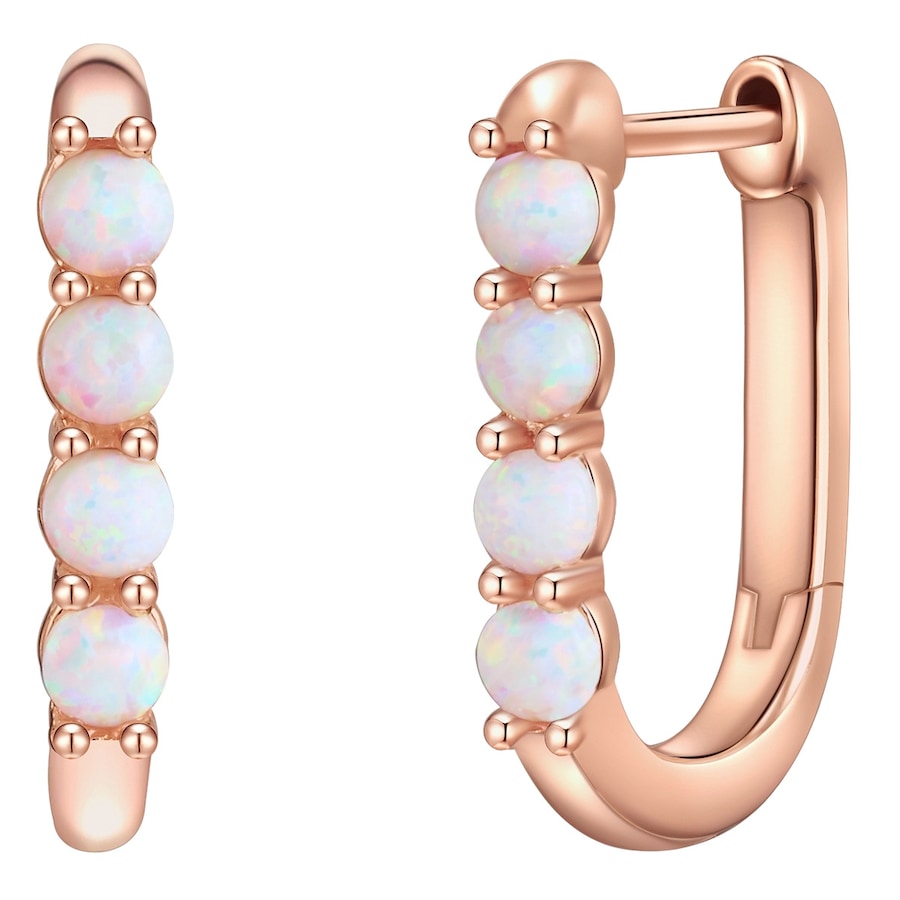 Glanzstücke München Srebrne kolczyki kreole srebro wysokiej próby Opal (synt.) różowe złoto Kolczyki koła 1 ct Damski