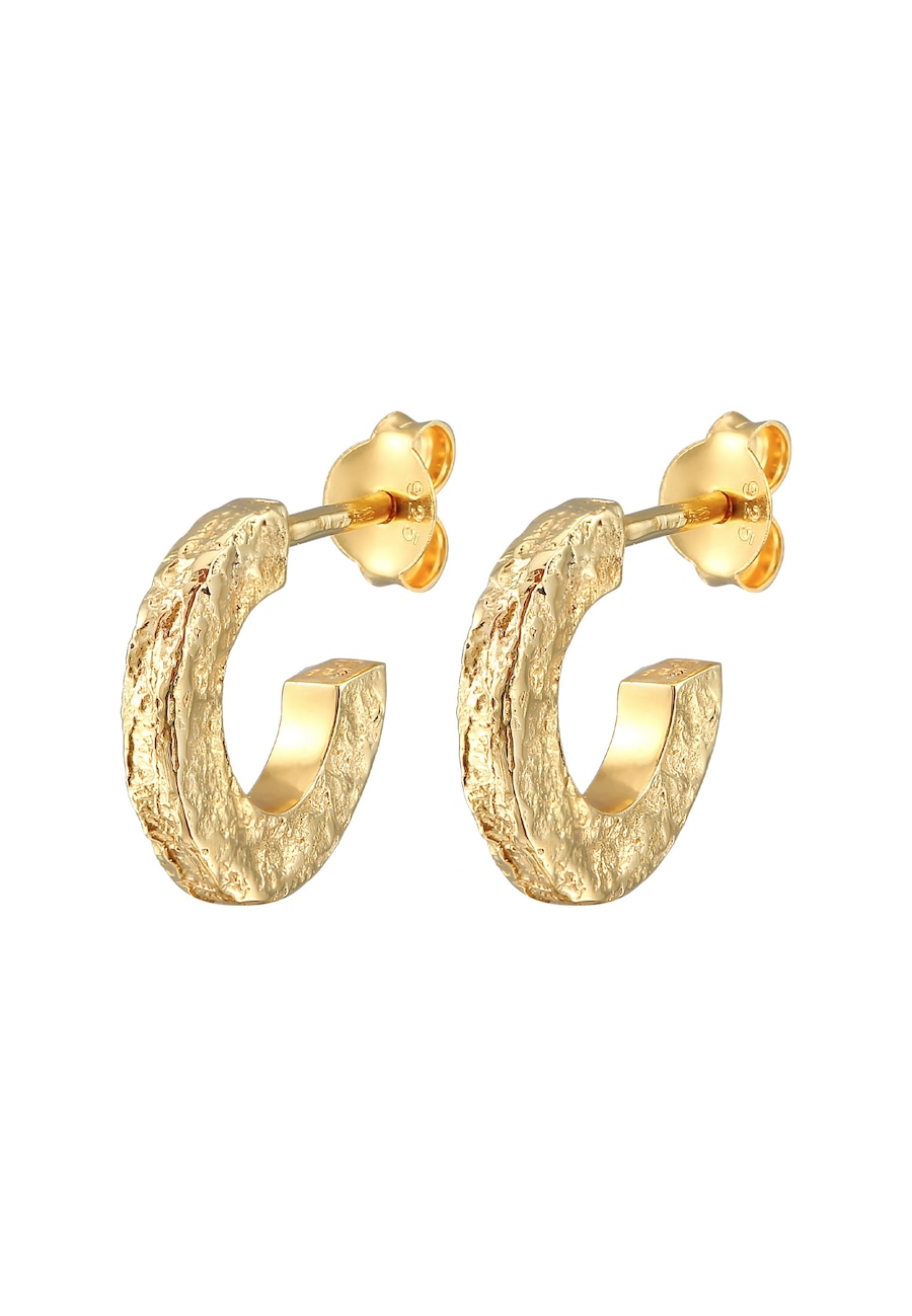 Elli Damskie kreole Used Organic Look Trend Blogger w pozłacane srebro 925 Sterling Silver Kolczyki 1 ct