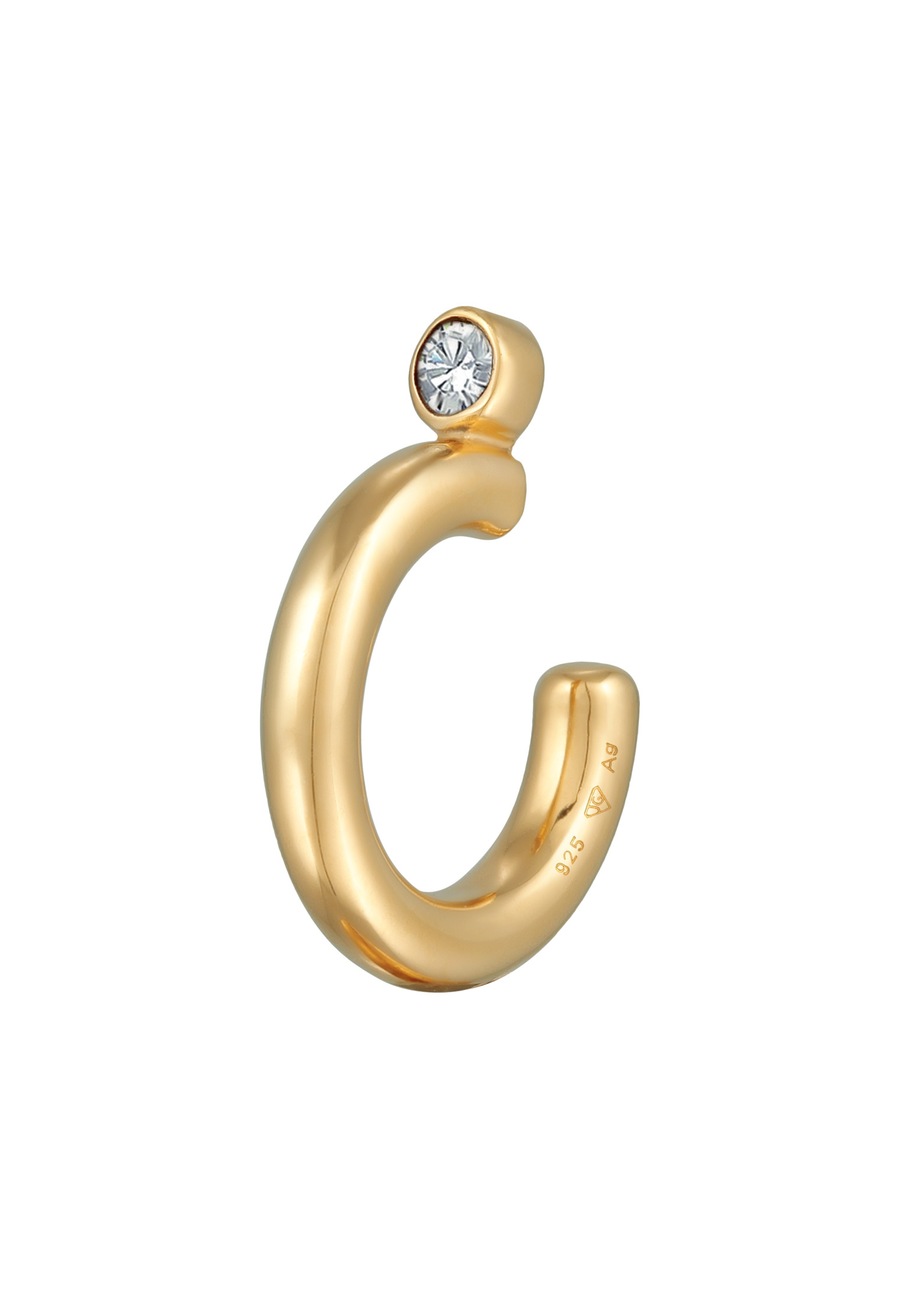 Elli Damski nausznik solitaire basic z kryształem z pozłacanego srebra próby 925 sterling silver Nausznice 1 ct