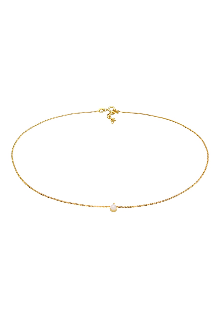 Elli Damski Choker soliter Basic Classic z różowym kwarcem w srebrze 925 Sterling Silver Naszyjniki 1 ct