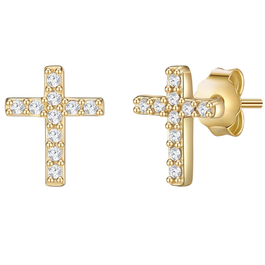 Glanzstücke München Srebrne kolczyki sztyfty Krzyżyk srebro wysokiej próby Topaz żółte złoto Kolczyki 1 ct Damski