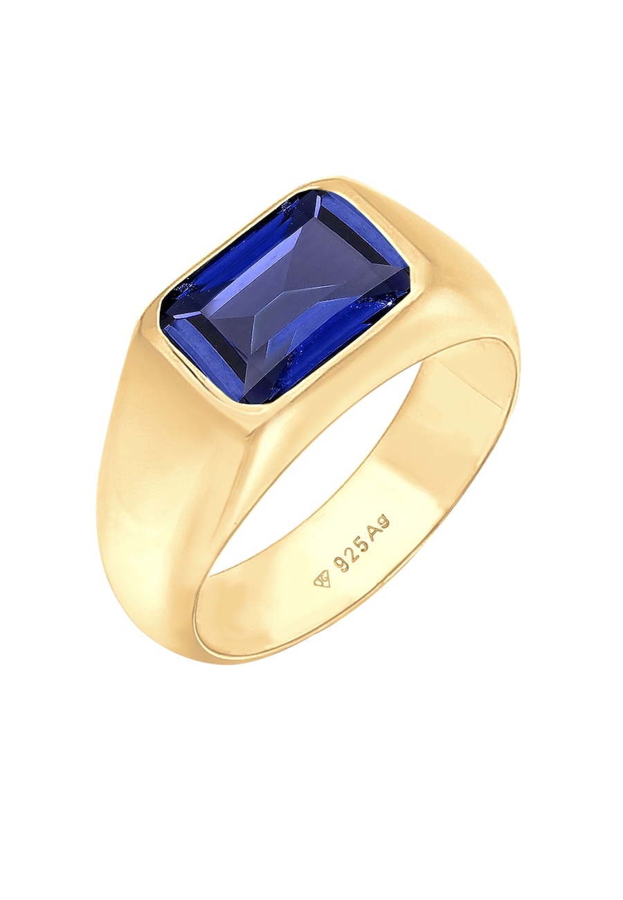 Elli PREMIUM Sygnetem Damski Chunky Sapphire Blue 925 Sterling Silver Stroje Wieczorowe Pierścionki 1 ct