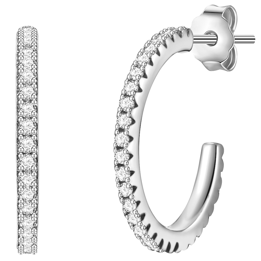 Glanzstücke München Srebrne kolczyki kreole srebro wysokiej próby Cyrkonia srebrny Kolczyki koła 1 ct Damski