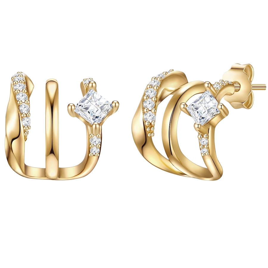 Glanzstücke München Srebrne kolczyki sztyfty srebro wysokiej próby Cyrkonia żółte złoto Kolczyki 1 ct Damski