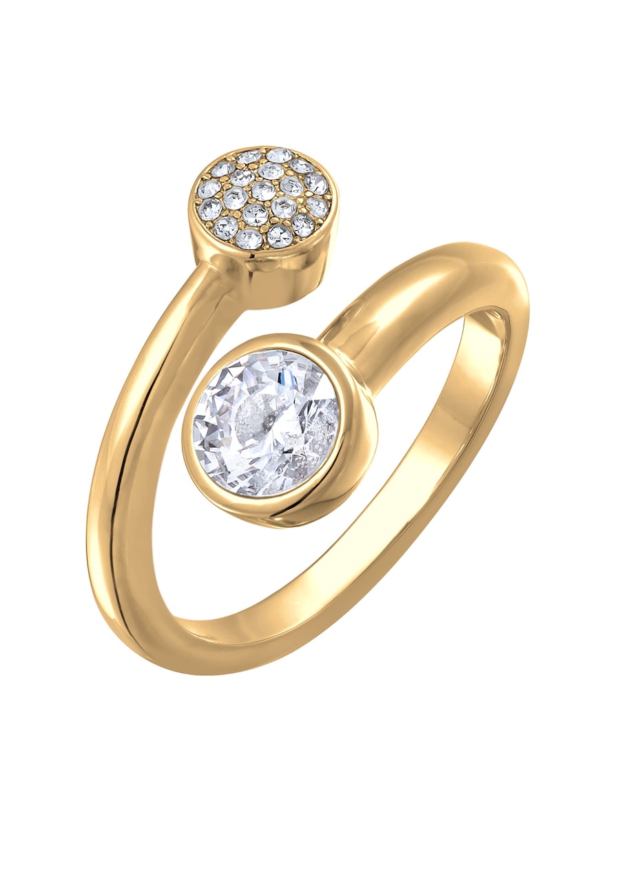 Elli Damski skręcony otwarty srebrny kolor z kryształkami Pierścionki 1 ct