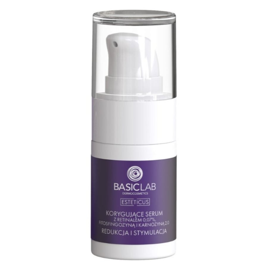 BasicLab Korygujące serum z retinalem 0,07%, fitosfingozyną i karnozyną 2.0 Redukcja i Stymulacja Serum nawilżające 15 ml