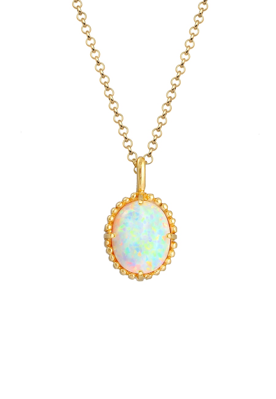 Elli Damski wisior Vintage Trend Blogger z Synthetic Opal w 925 Sterling Silver pozłacany Naszyjniki 1 ct