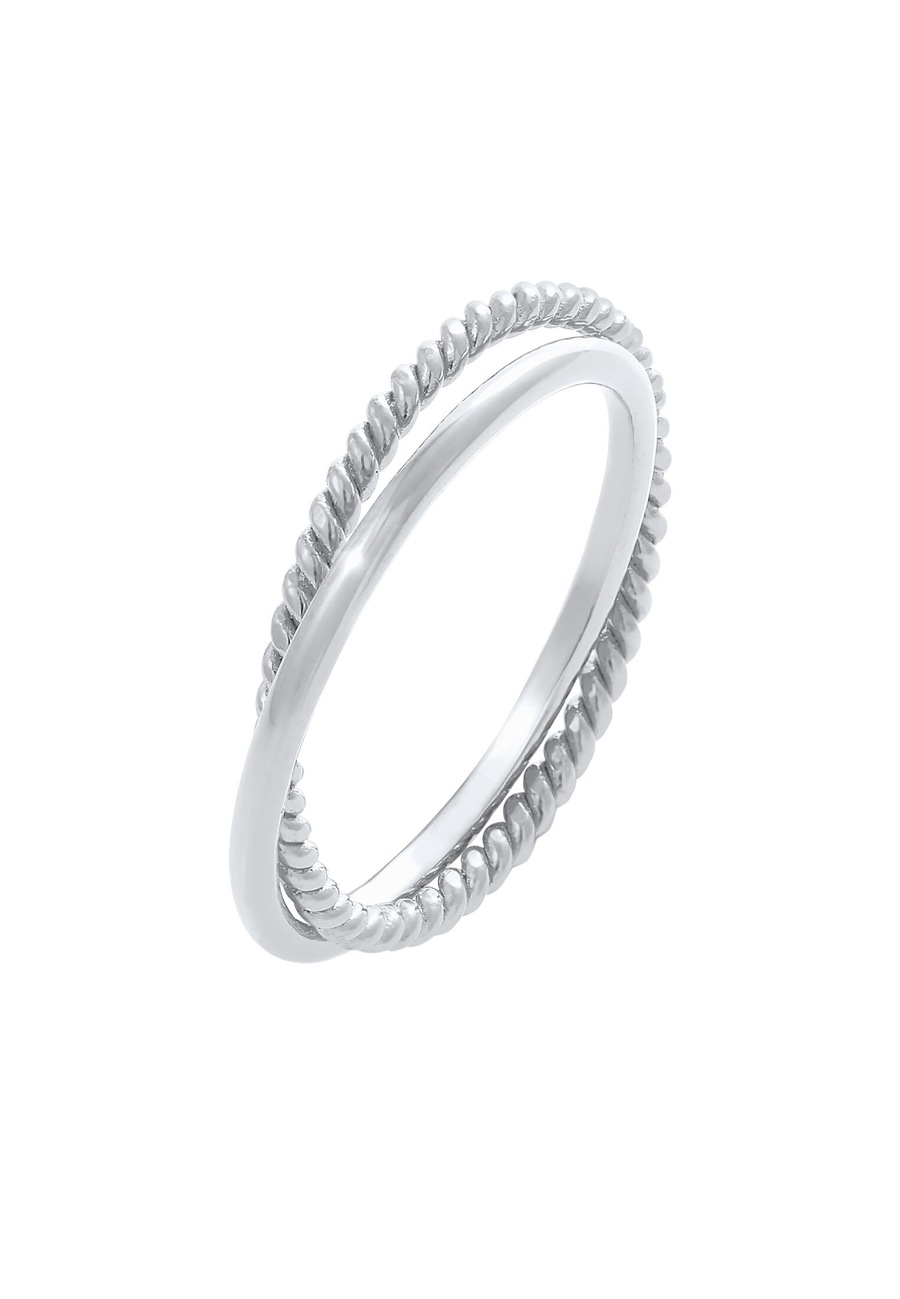 Elli Klasyczny filigranowy zakręcony Twisted Trend w srebrze próby 925 Sterling Silver Pierścionki 1 ct Damski