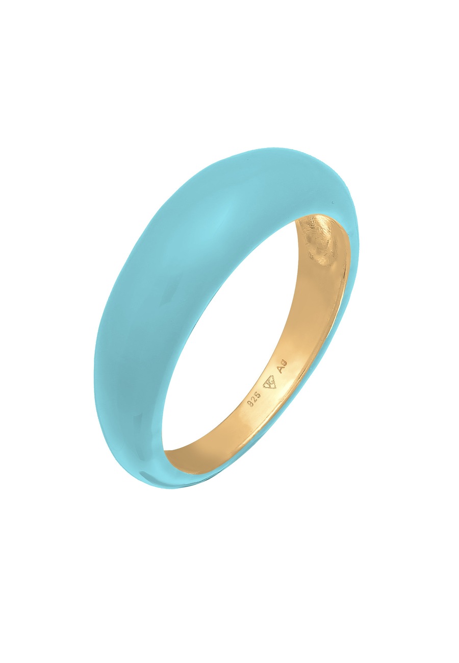 Elli Damska obrączka do łączenia z emalią pomarańczową w pozłacanym srebrze 925 Sterling Silver Pierścionki 1 ct Damski