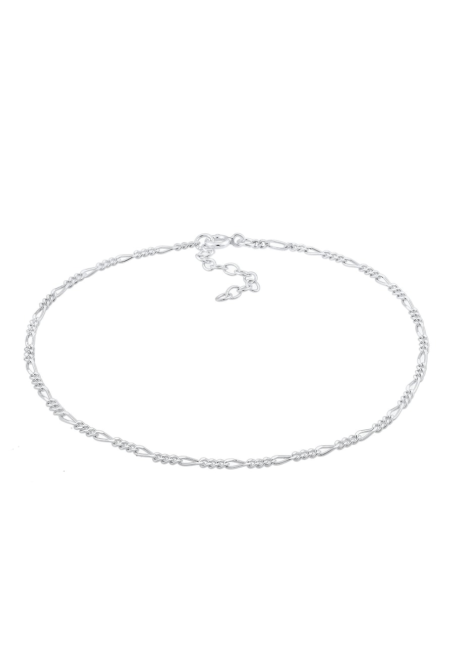 Elli Damska bransoletka na kostkę Figaro Timeless Basic ze srebra próby 925 Sterling Silver Bransoletki na nogę 1 ct Damski