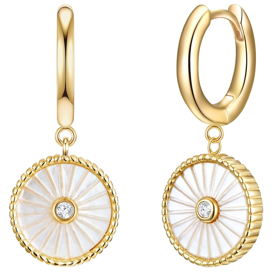 Glanzstücke München Srebrne kolczyki kreole srebro wysokiej próby Cyrkonia Masa perłowa żółte złoto Kolczyki koła 1 ct Damski