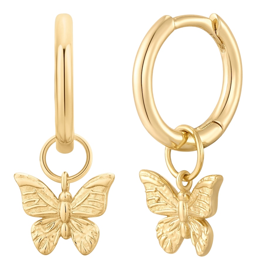 Glanzstücke München Srebrne kolczyki kreolki Motyl Srebro wysokiej próby Żółte złoto Kolczyki koła 1 ct Damski