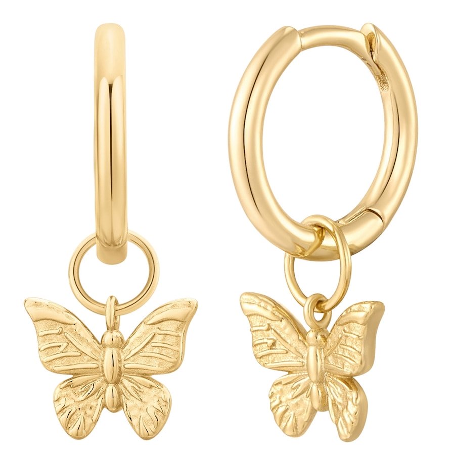 Glanzstücke München Srebrne kolczyki kreolki Motyl Srebro wysokiej próby Żółte złoto Kolczyki koła 1 ct Damski