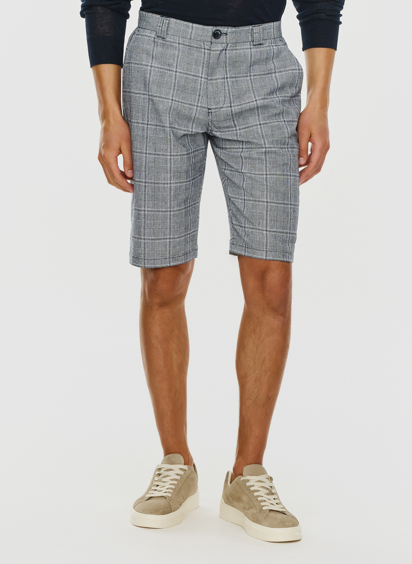 PAKO LORENTE – Męskie szorty w kratkę z lnem