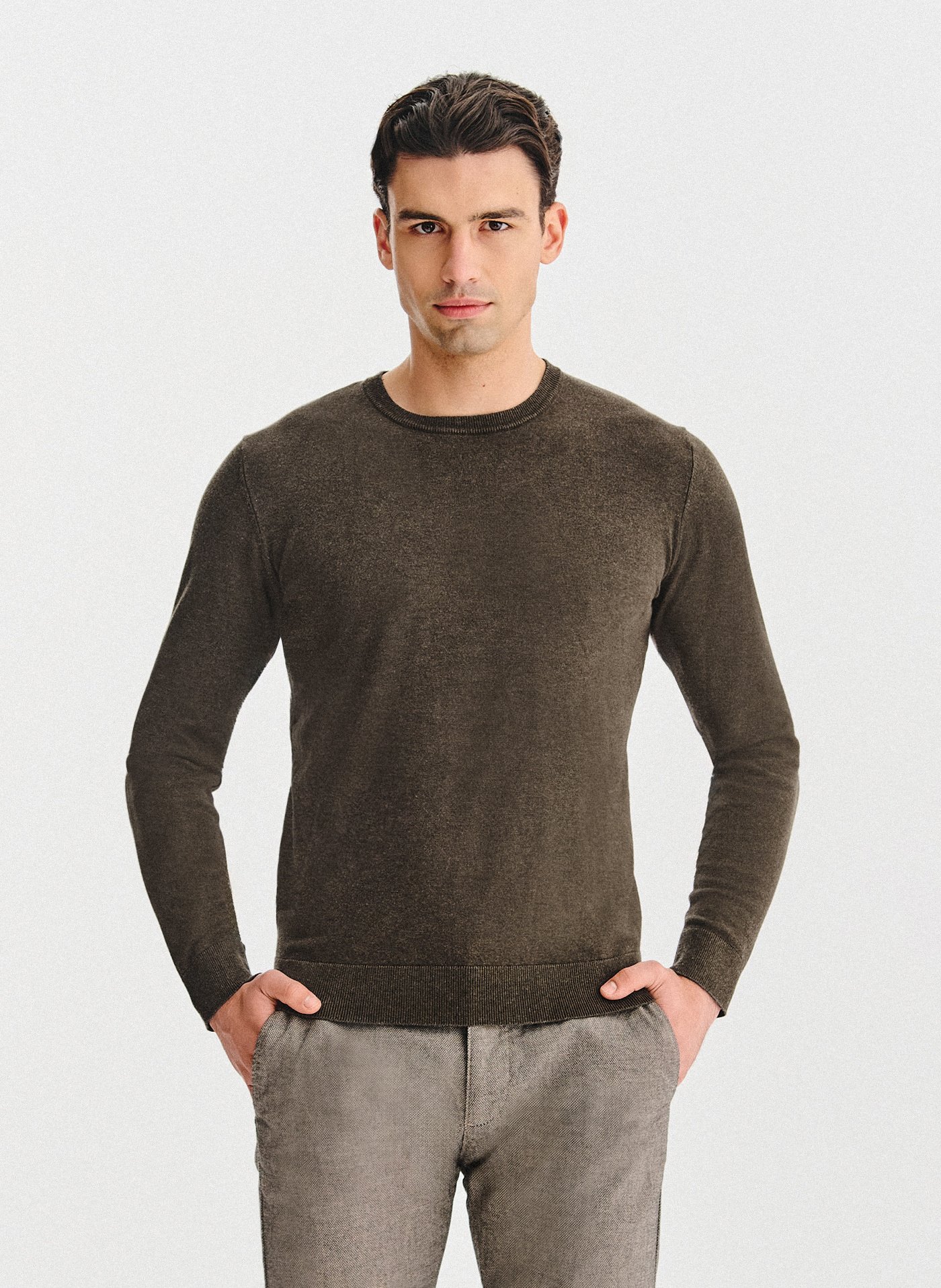 PAKO LORENTE – Brązowy sweter męski o-neck