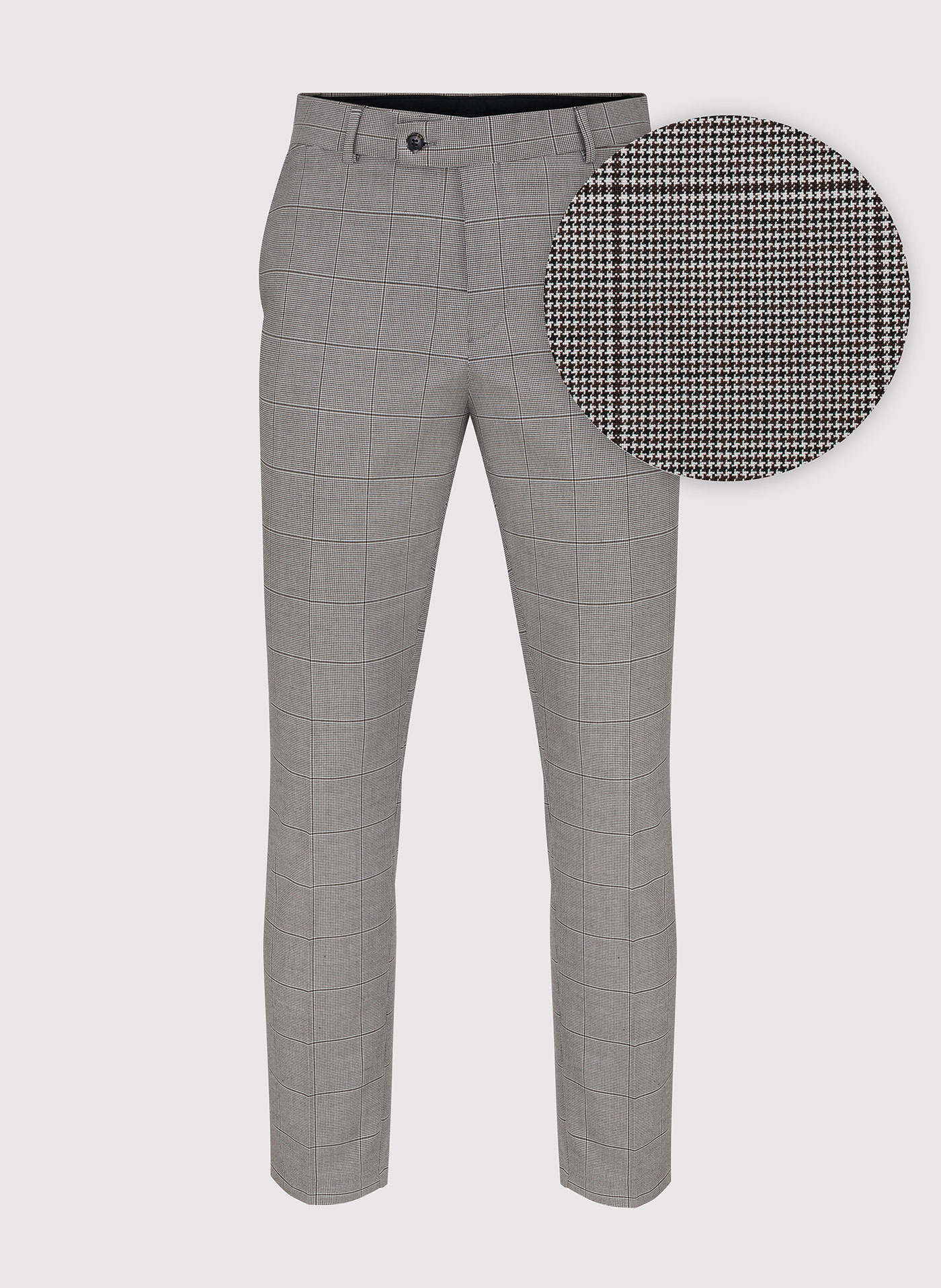 PAKO LORENTE – Męskie spodnie garniturowe w kratę w brązowych tonach