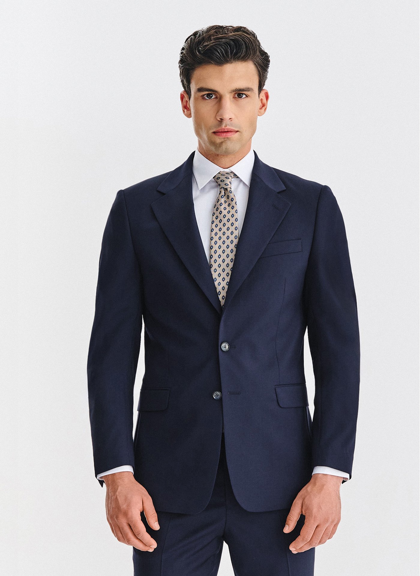 PAKO LORENTE - Wełniana granatowa marynarka garniturowa