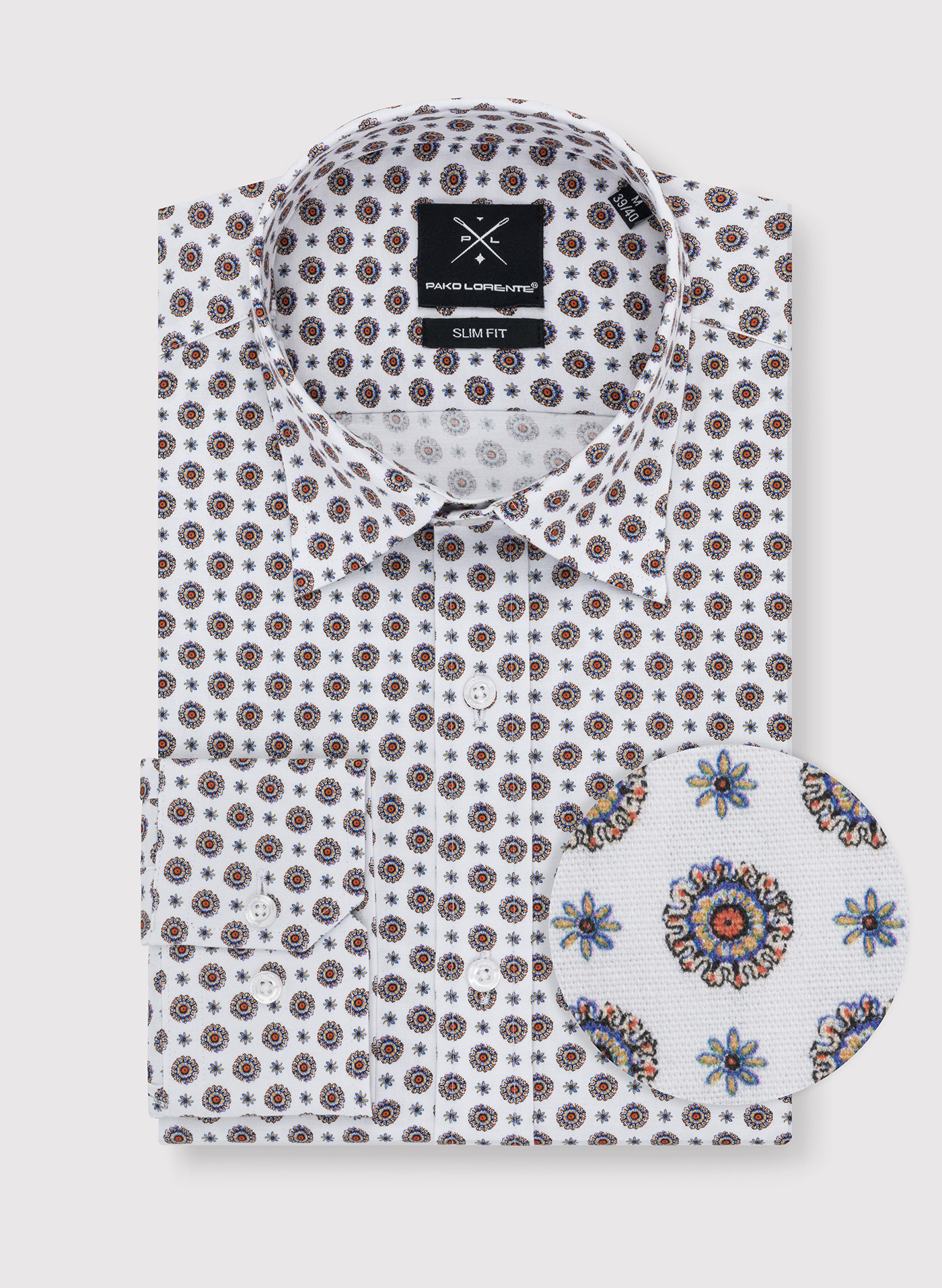 PAKO LORENTE – Biała koszula w wyrazisty wzór P23WF-1X-017-B-S