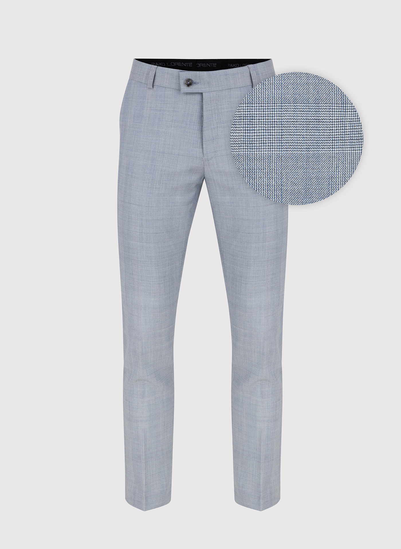 PAKO LORENTE – Niebieskie spodnie garniturowe w kraciasty deseń