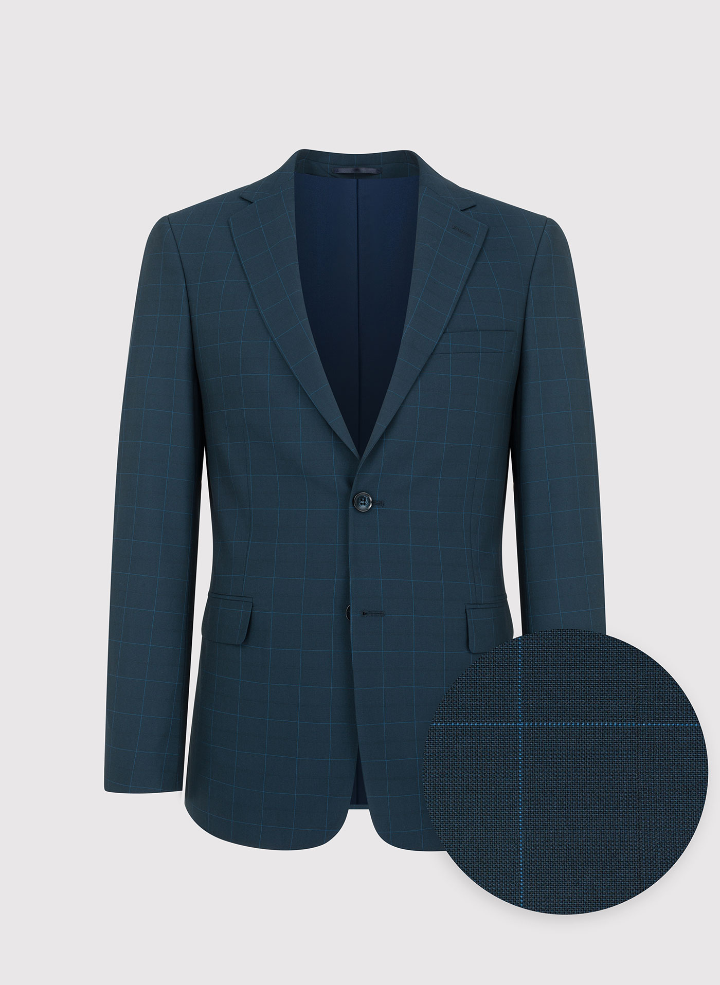 PAKO LORENTE – Granatowa marynarka garniturowa w delikatną niebieską kratkę