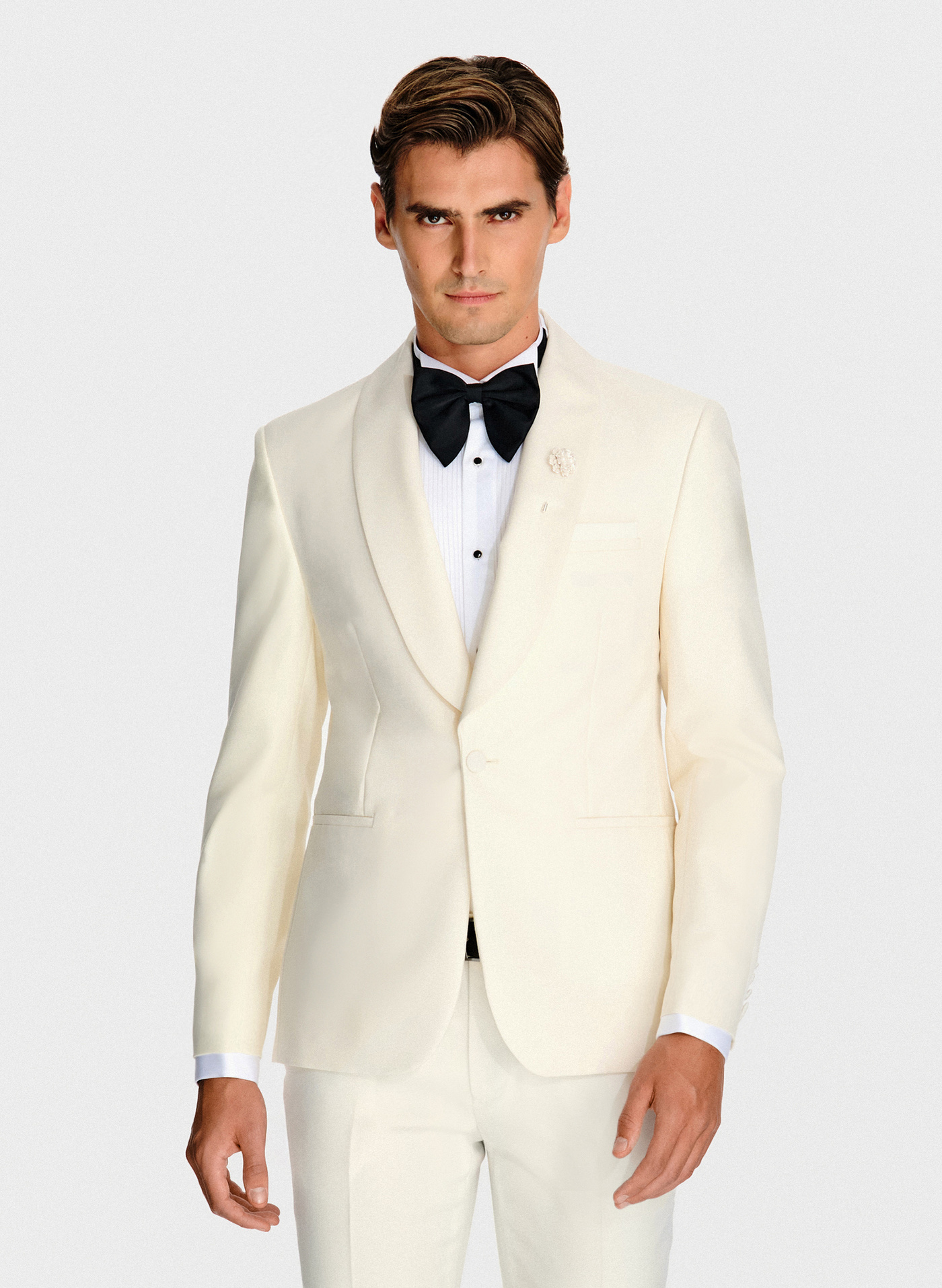 PAKO LORENTE - Wełniana beżowa marynarka smokingowa