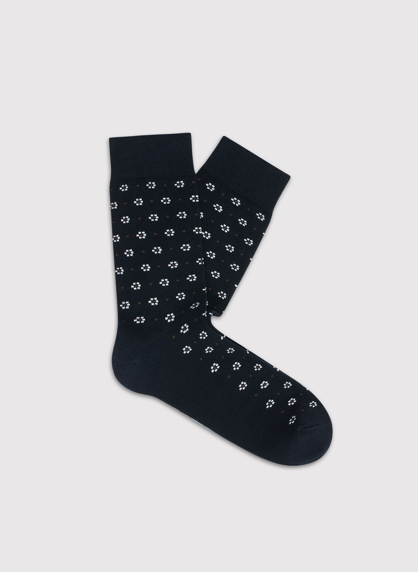 Granatowe skarpetki w kwiatki P000B-SX-522-G-0