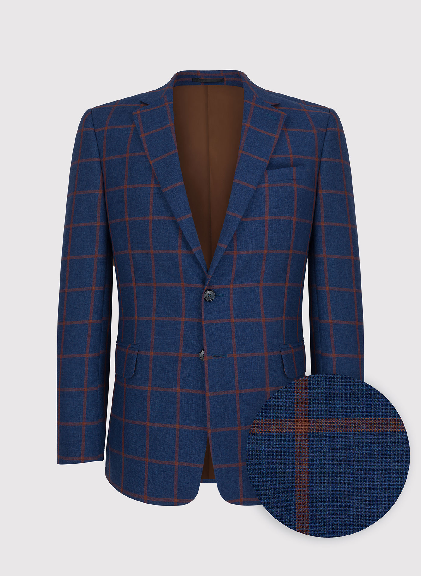 PAKO LORENTE – Granatowa casualowa marynarka męska w rudą kratę