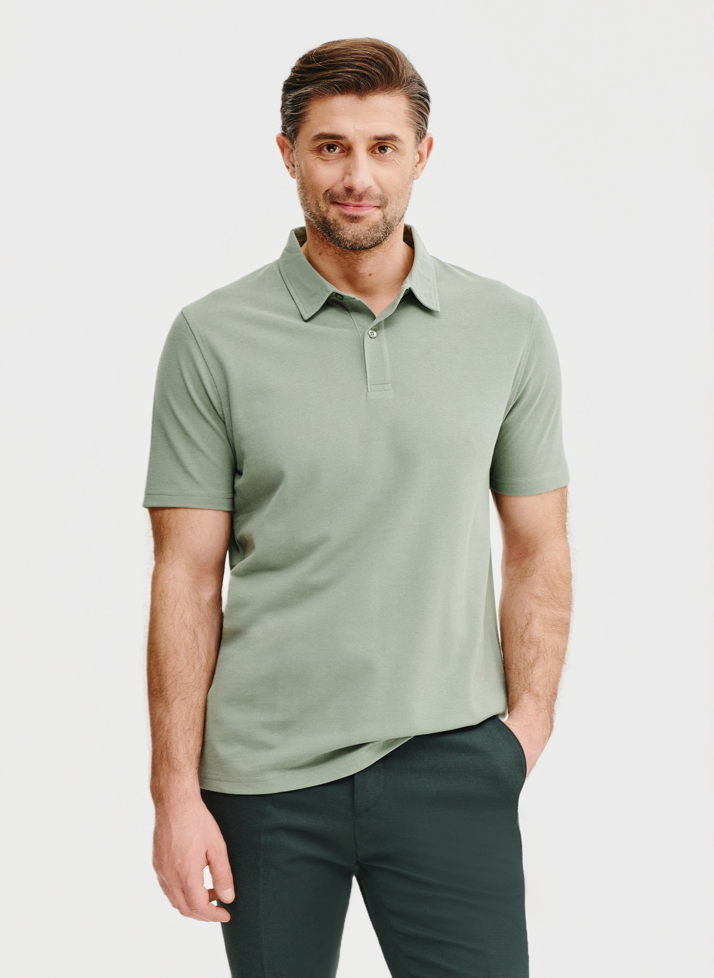 PAKO LORENTE – Męski t-shirt polo w kolorze zielonym