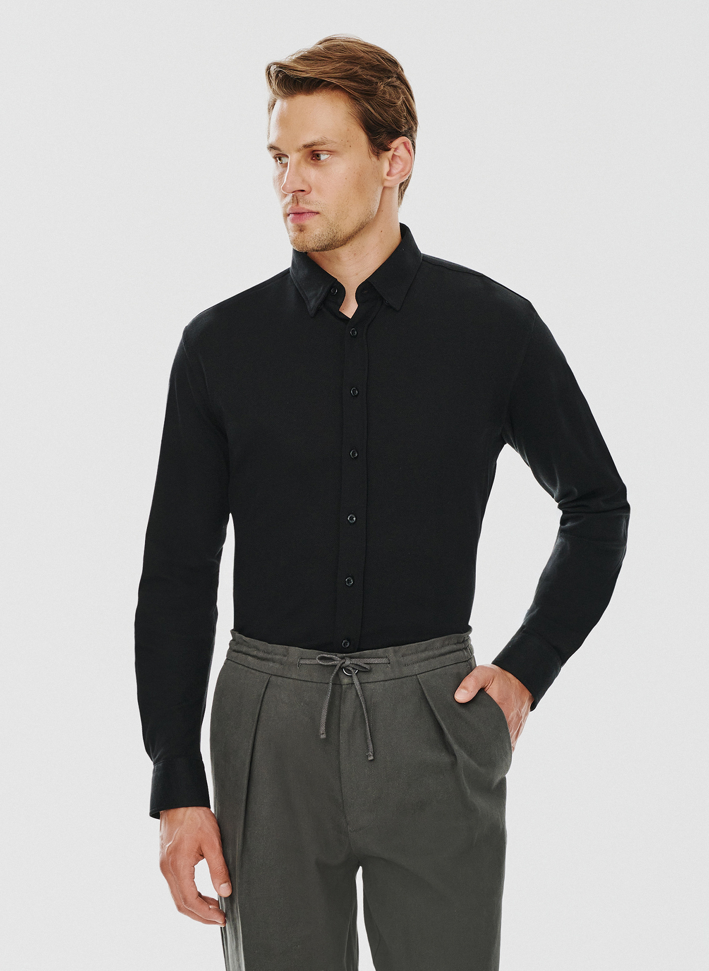 PAKO LORENTE – Czarna bawełniana koszula męska