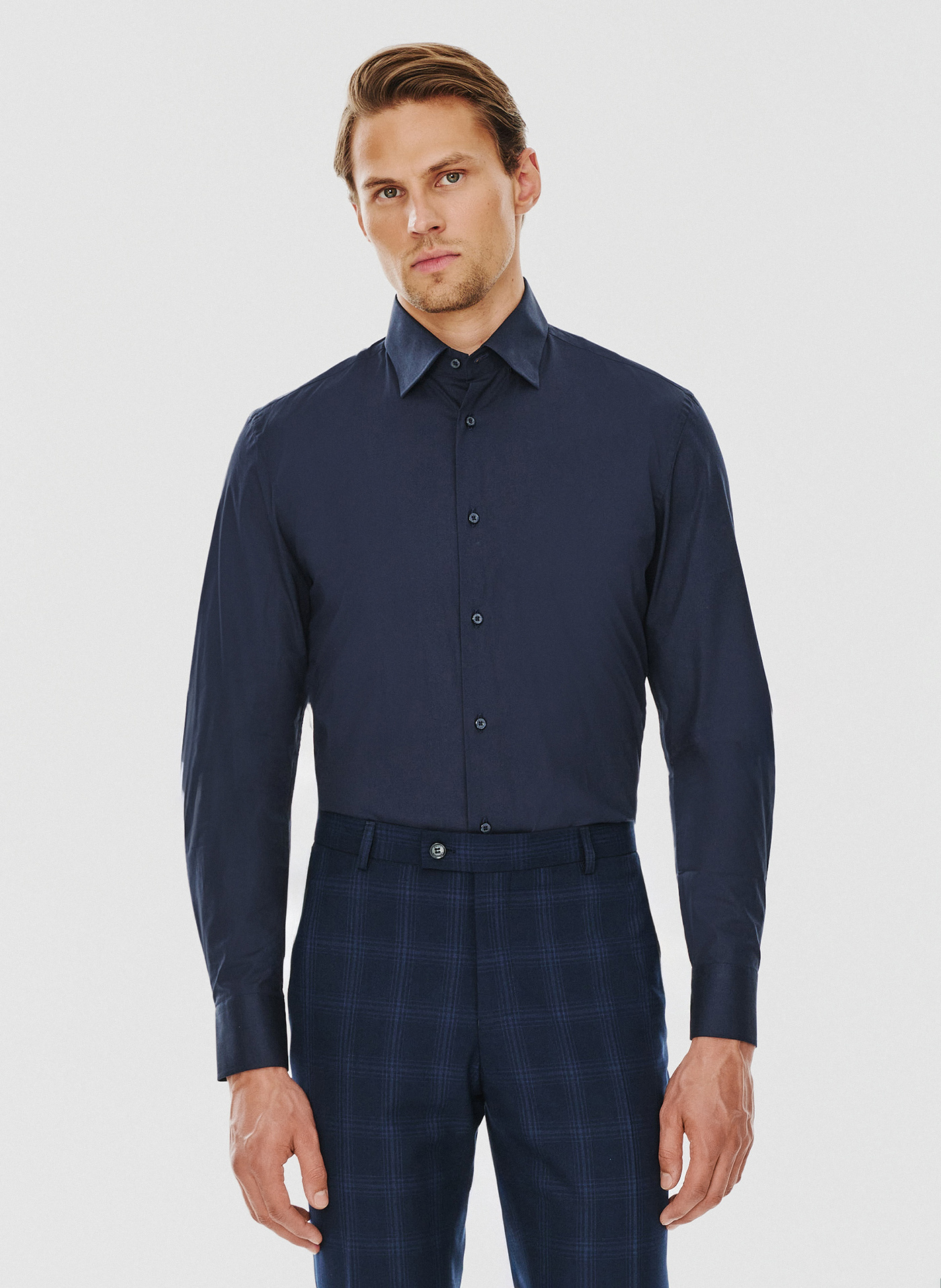 PAKO LORENTE – Granatowa koszula męska długi rękaw