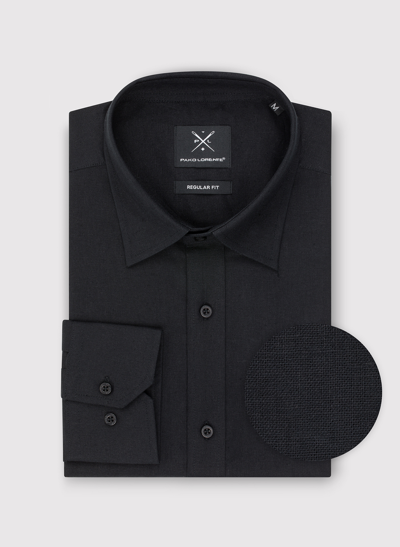 PAKO LORENTE – Czarna koszula z lnu i bawełny