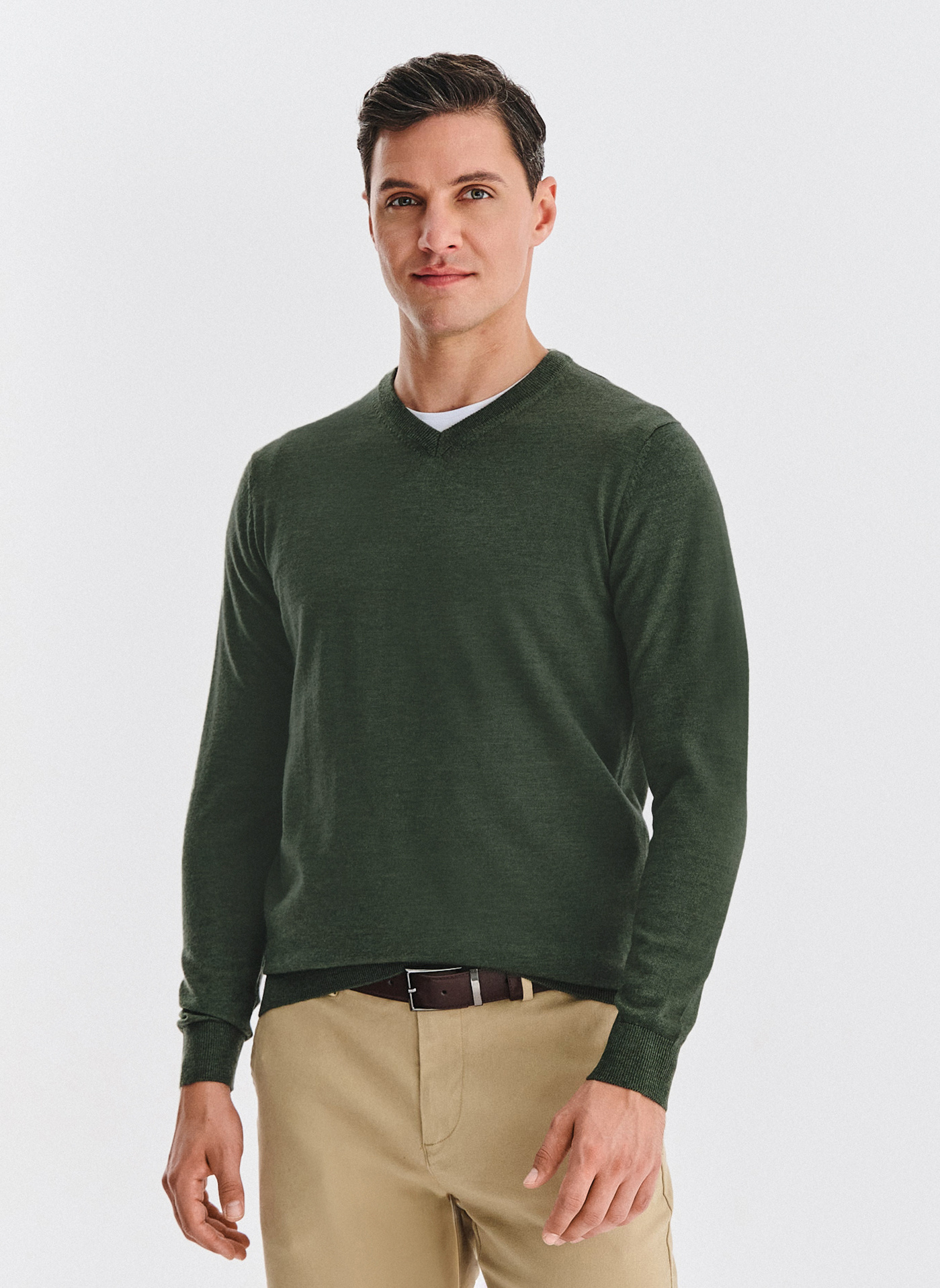 PAKO LORENTE - Wełniany sweter w kolorze zielonym