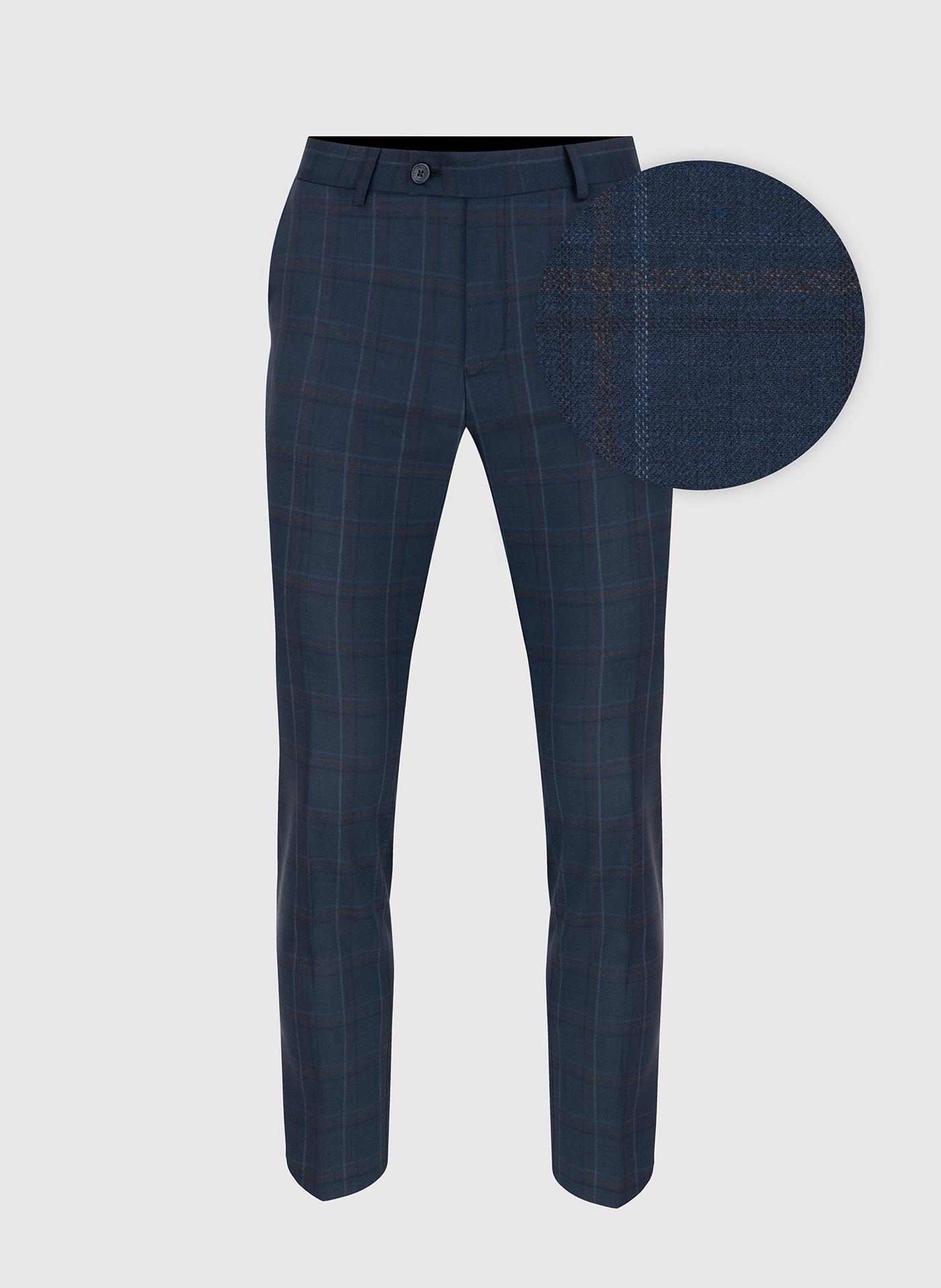 PAKO LORENTE – Granatowe spodnie garniturowe w kraciasty deseń