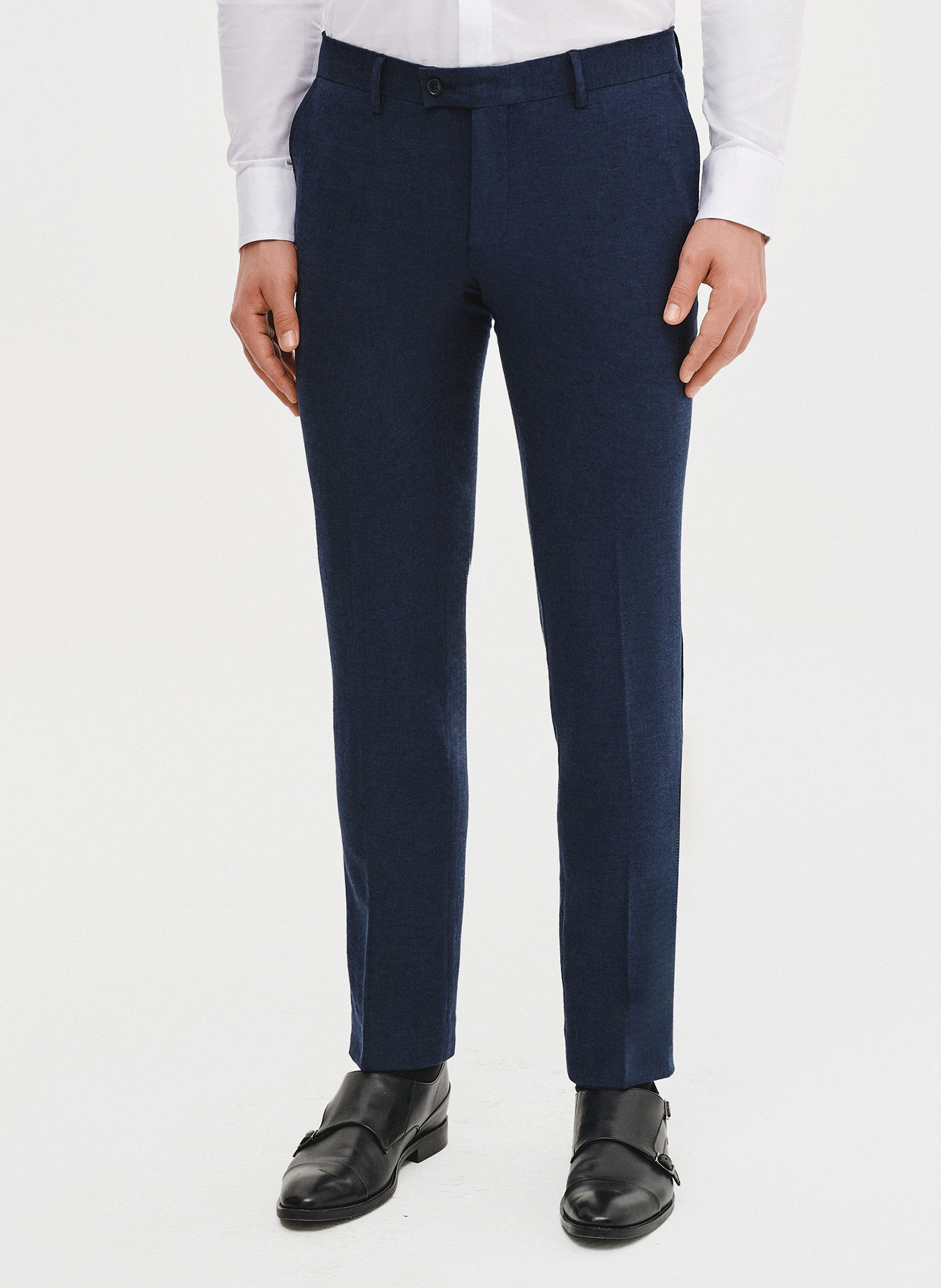 PAKO LORENTE - Granatowe spodnie ganiturowe z lnem